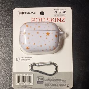 Pod Skinz Protective AirPods Case Cover - White with Gold Star Pattern